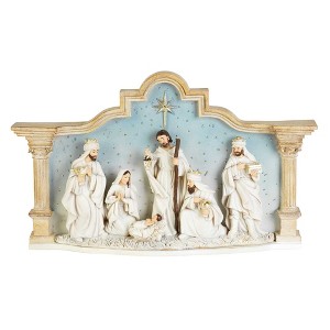 Dicksons Nativity City Scene White and Blue 14.5 Inch Resin Christmas Tabletop Figurine - 1 of 1