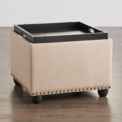 BrylaneHome 400 Lbs. Weight Capacity 22" Square Studded Ottoman