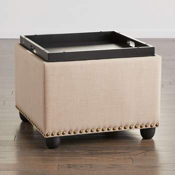 BrylaneHome 400 Lbs. Weight Capacity 22" Square Studded Ottoman (400 Lb. Capacity)