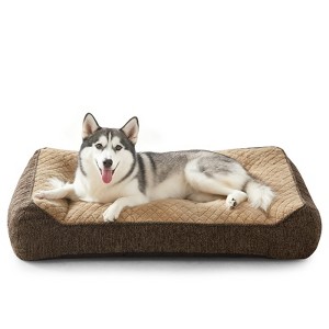 Luxury Orthopedic Dog Bed with Rabbit Fur Fleece, Double Mixed Shredded Foam Support, Machine Washable Pet Sofa - 1 of 4