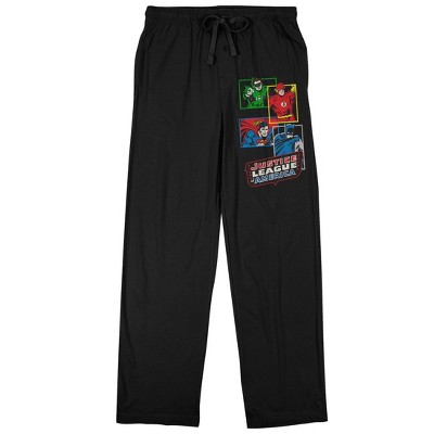 Justice League Group Pose Men's Black Sleep Pajama Pants : Target