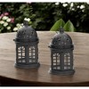 HomeRoots Set of Two Black Metal Celestial Tabletop Lantern Candle Holders - 2 of 4