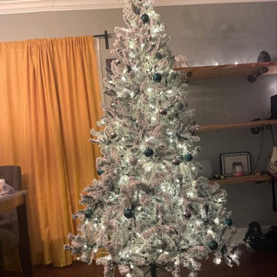 Costway Prelit 7.5ft Christmas Tree Flocked Xmas Snowy Tree 450 Led ...