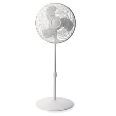 Lasko S16201 16 Inch 3-Speed Adjustable Wide-Area Oscillating Tilt Back Standing Pedestal Floor Fan for Bedrooms, Kitchen, and Basement, White