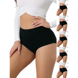 INSPIRE CHIC Women's Breathable Soft High Waist Stretch Comfortable Tummy Control Briefs 6 Packs - 1 of 4