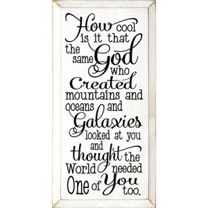 Slickblue Inspirational Christian Wood Sign – God Created You Too Quote – Rustic Wall Accent – 9x18, White-Black - 1 of 3