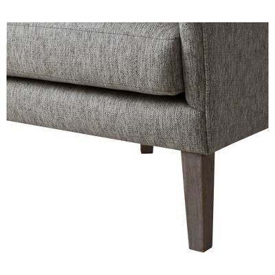 Elegant Gray Swoop Wing Accent Chair with Solid Wood Legs