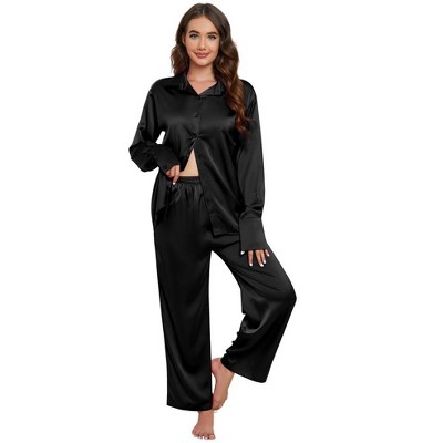 Women's Pajama Sets Button Down Long Sleeve 2025 Satin Loungewear Set Comfy Nightwear