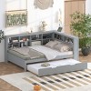 Daybed with Twin Trundle, Wooden Day Bed Pull Out with USB Ports and Storage Shelf, Twin Size Frame for Kids or Guests-Maison Boucle - 2 of 4