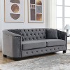 VYNXARIA 77-Inch Modern Velvet Sofa, 3-Seater Sofa, Tufted Backrests with Nailhead Arms and 2 Cushions for Living Room, Bedroom, Apartment(Grey) - 3 of 4