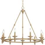 Stiffel Warm Antique Gold Wagon Wheel Chandelier 35" Wide Farmhouse Rustic 9-Light Fixture for Dining Room Living House Foyer Kitchen Island Entryway