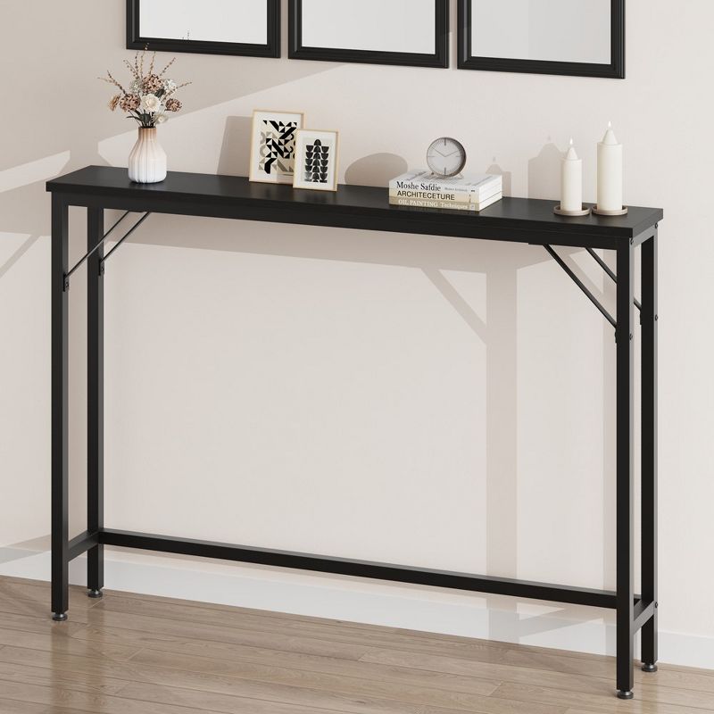 5.9" Narrow Sofa Table, Color Block Skinny Console Table, Slim Behind Couch Table for Living Room, Entryway, Hallway, Foyer - Black, 4 of 7