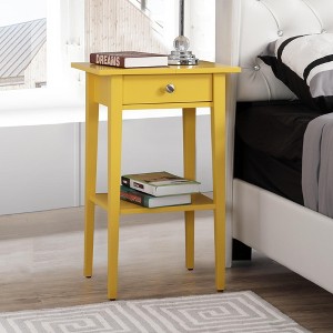 Kumasinova 28"H Wood Nightstand with Drawer,Bedside Tables with Open Shelf,End Table for Bedroom,Living Room - 1 of 4