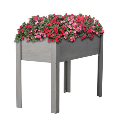 VisioGear Raised Garden Bed with Legs, Elevated Wooden Planter Box for Outdoor Plants Flowers Fruits Vegetable, Grey, 40"*20"*31"
