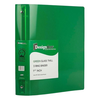 JAM Paper Heavy Duty 1.5" 3-Ring Flexible Poly Binder Green 762T15GR
