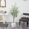Nearly Natural 63-in Eucalyptus Artificial Tree in White Planter - 3 of 4