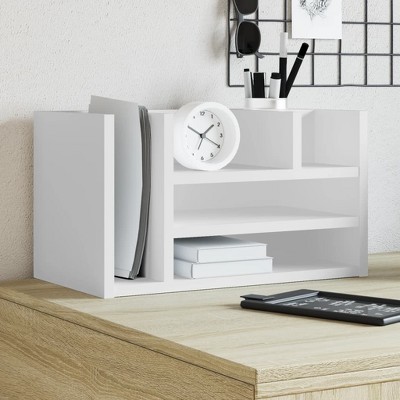 vidaXL Desk Organiser White 17.5x9.4x9.8" Engineered Wood