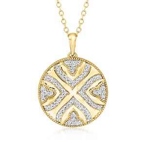 Ross-Simons 0.25 ct. t.w. Diamond Medallion Pendant Necklace in 18kt Gold Over Sterling - 1 of 4