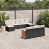 vidaXL 10 Piece Patio Sofa Set with Cushions Black Poly Rattan - Black and Cream Without Table - 2 of 4
