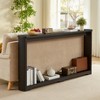 Gulches 70.1" Black Corrugated Texture Storage Console Table - Narrow Wooden, for Entranceways, Behind Sofa, 70.1"L×8.7"W×35.5"H - 3 of 4