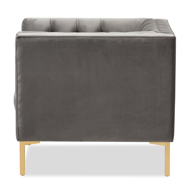 Zanetta Luxe And Glamour Velvet Upholstered Gold Finished Lounge Chair - Baxton Studio, 4 of 13