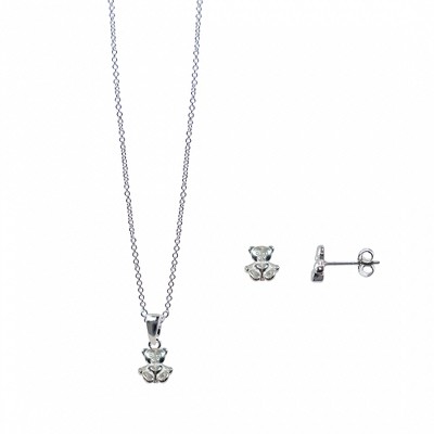 FAO Schwarz Metal Teddy Bear Necklace and Earring Set