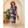 Clearlove Jumpsuits for Plus Size Women Casual Square Neck One Piece Floral Wide Leg Rompers - 2 of 4