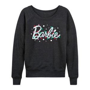 Women's - Barbie - Holidays & Christmas Lightweight French Terry Wide Neck Long Sleeve Shirt - 1 of 4
