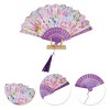 Unique Bargains Rose Print with Tassel Folding Fan 1 Pc - 3 of 4