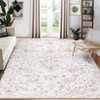Washable Vintage Floral Rug Non Slip Low Pile Rug Soft Throw Floor Cover Foldable Indoor Carpet for Living Room Bedroom - 4 of 4