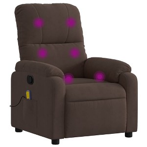 vidaXL Massage Recliner Chair - Brown Microfiber Lounger with Manual Recline, Vibration Massage, Comfort Padding and Side Pocket - 1 of 4