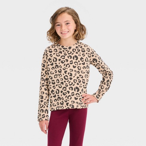 Girls' Long Sleeve Relaxed T-shirt - Cat & Jack™ Beige Xl : Target