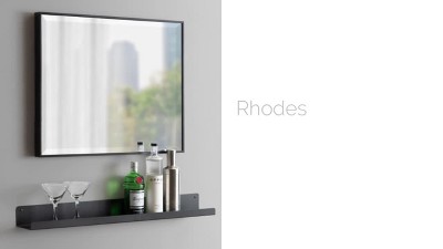 28.7 X 28.7 Rhodes Square Wall Mirror Black - Kate & Laurel All