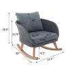 Modern Wicker Rocking Chair with Wood Frame,Indoor Outdoor Rocker with Waterproof Cushion,Lounge Chair for Patio Living Room-Koiai - 4 of 4