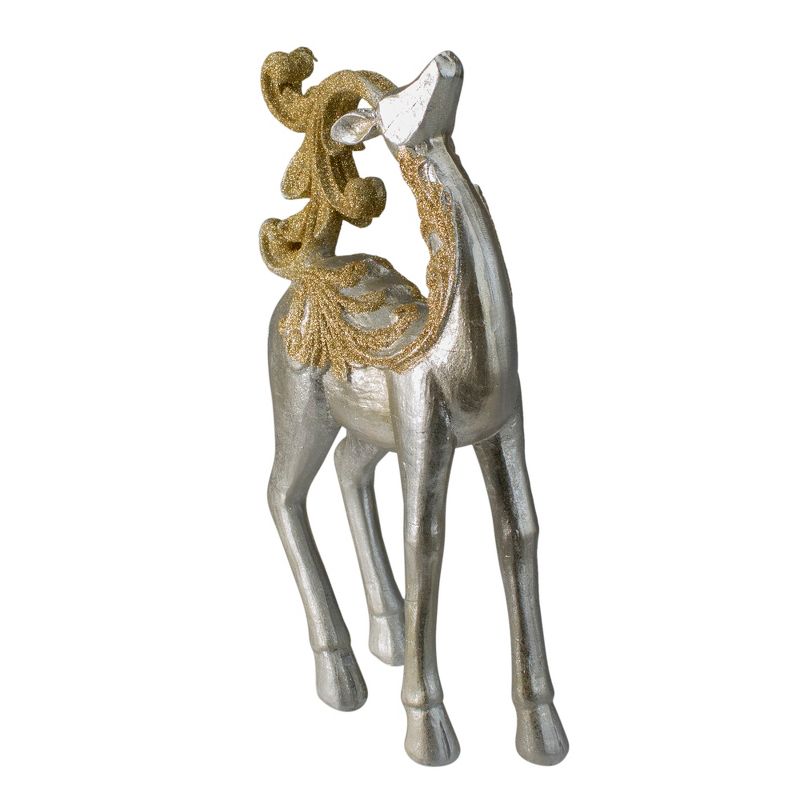 Northlight 12" Silver and Gold Glitter Christmas TableTop Reindeer Figure, 2 of 5