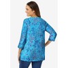Woman Within Plus Size Perfect Printed Three-Quarter Sleeve V-Neck Tee - 3 of 4