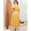 BLUEMING Summer Maxi Dress for Plus Size Women Tie Wasit Surplice Dress Flutter Sleeve A-Line Dress - 2 of 4