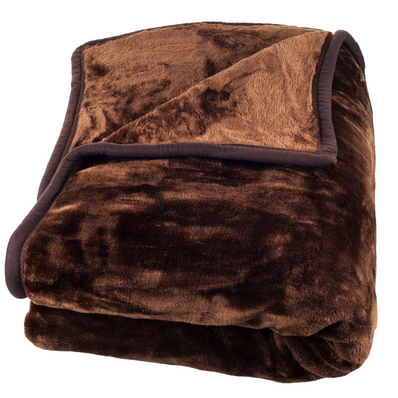 Lavish Home Solid Soft Heavy Thick Plush Mink Blanket 8 pound - Coffee, 2 of 5