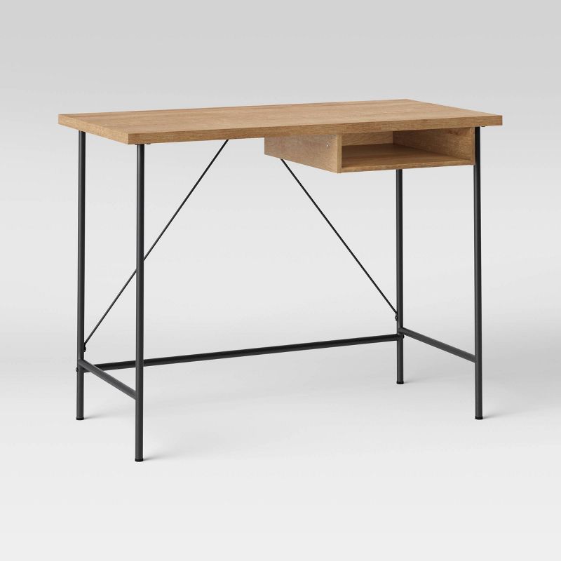 Wood and Metal Writing Desk with Storage - Room Essentials™, 1 of 15
