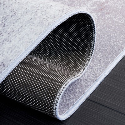 Tacoma 6' x 6' Gray and Rust Abstract Washable Area Rug