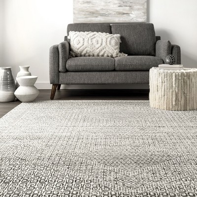 Sleek Gray Abstract Rectangular Easy-Care Rug