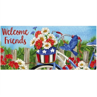 Home & Garden 10.0" Patriotic Bicycle Switch Mat Sassafras Americana Star Stripe Evergreen Enterprises Inc  -  Door Mat