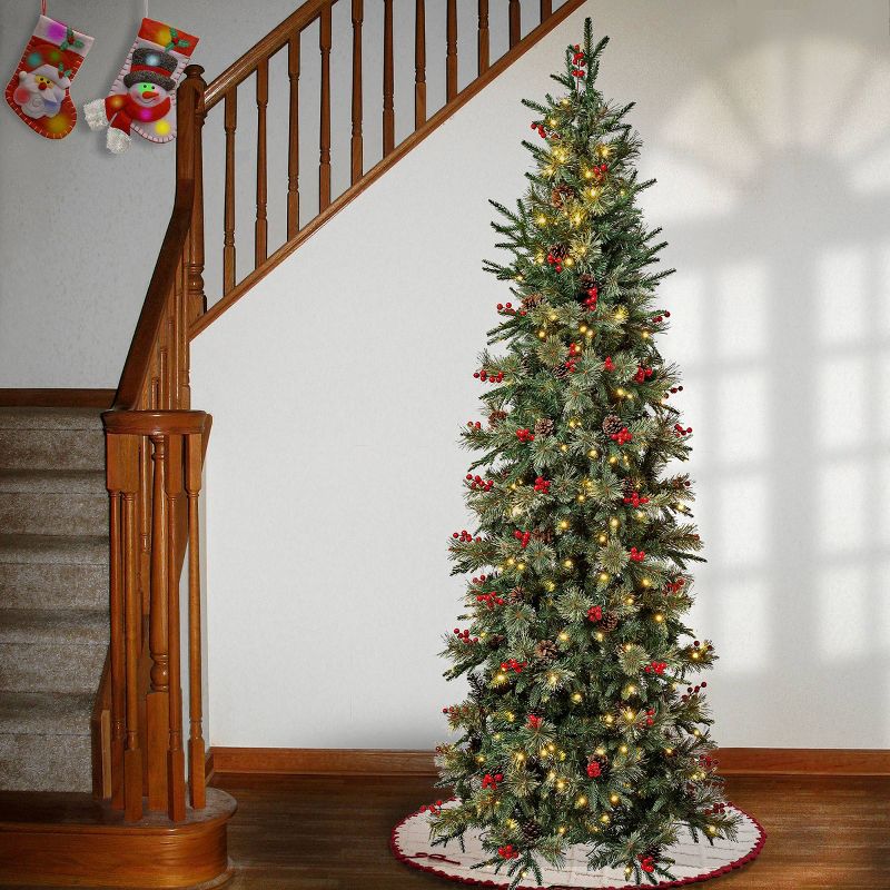 National Tree Company First Traditions Pre-Lit LED Slim Virginia Pine Artificial Christmas Tree Warm White Lights, 3 of 5