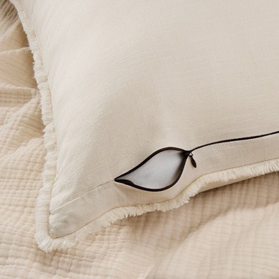 King Size Natural Linen Blend Rectangular Throw Pillow