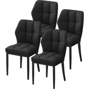 Bekrvio Mid Century Modern Dining Chairs, Upholstered Leather Armless Chairs with Checkered Pattern Back, for Kitchen & Dining Room - 1 of 4