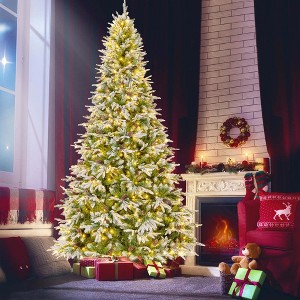 Costway 6/7.5/9 FT Artificial Christmas Tree Hinged Xmas Tree with 765/1135/1871 Branch Tips 280/470/690 Lights - 1 of 4
