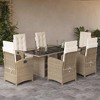 vidaXL Garden Dining Set Beige Table and Chairs, Cream White Cushions - 2 of 4