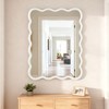 Wooakway 30"W*40"H Wavy Rectangle Mirror Natural Wood/White/Yellow Brown Frame Modern Decorative Wall Mirror for Living Room Bedroom Bathroom Entryway - 2 of 4