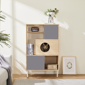 DOMETOUR Furniture style Modern cat Bookcase Cat tree shelves with Storage - 1 of 4