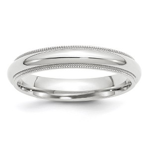 Black Bow Jewelry 4mm 14K White or Yellow Gold Half Round Milgrain Comfort Fit Band - 1 of 4